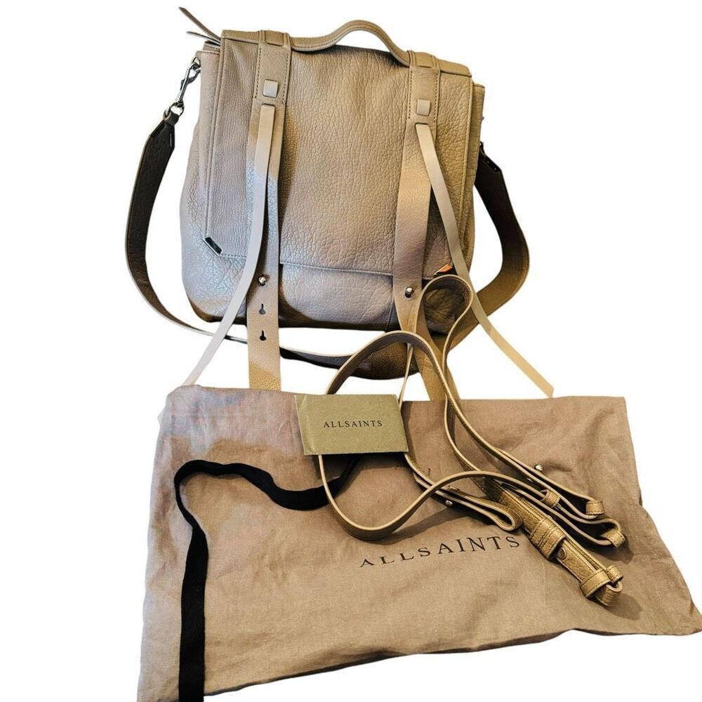All Saints Beige Leather Backpack